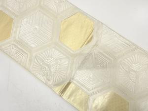 アンティーク　亀甲に菊・青海波模様織り出し袋帯（材料）